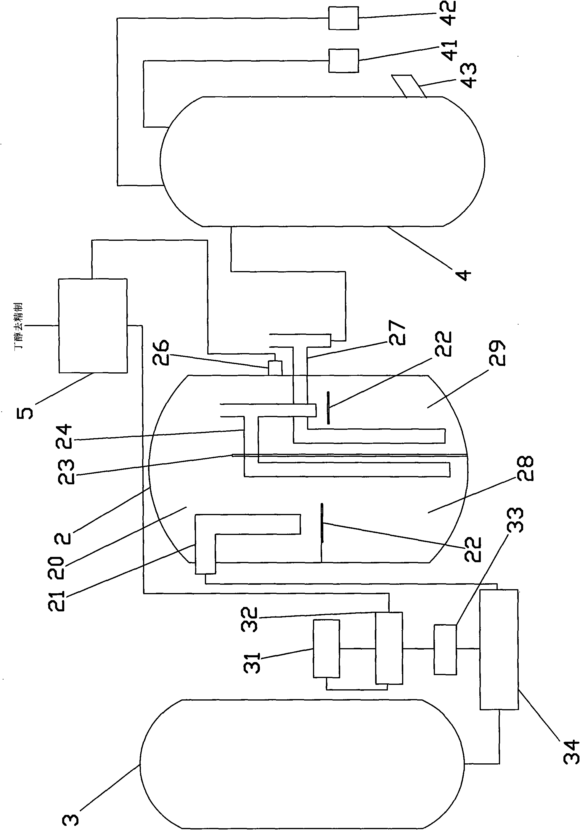 Method and device for producing biological butanol by continuous extraction and fermentation