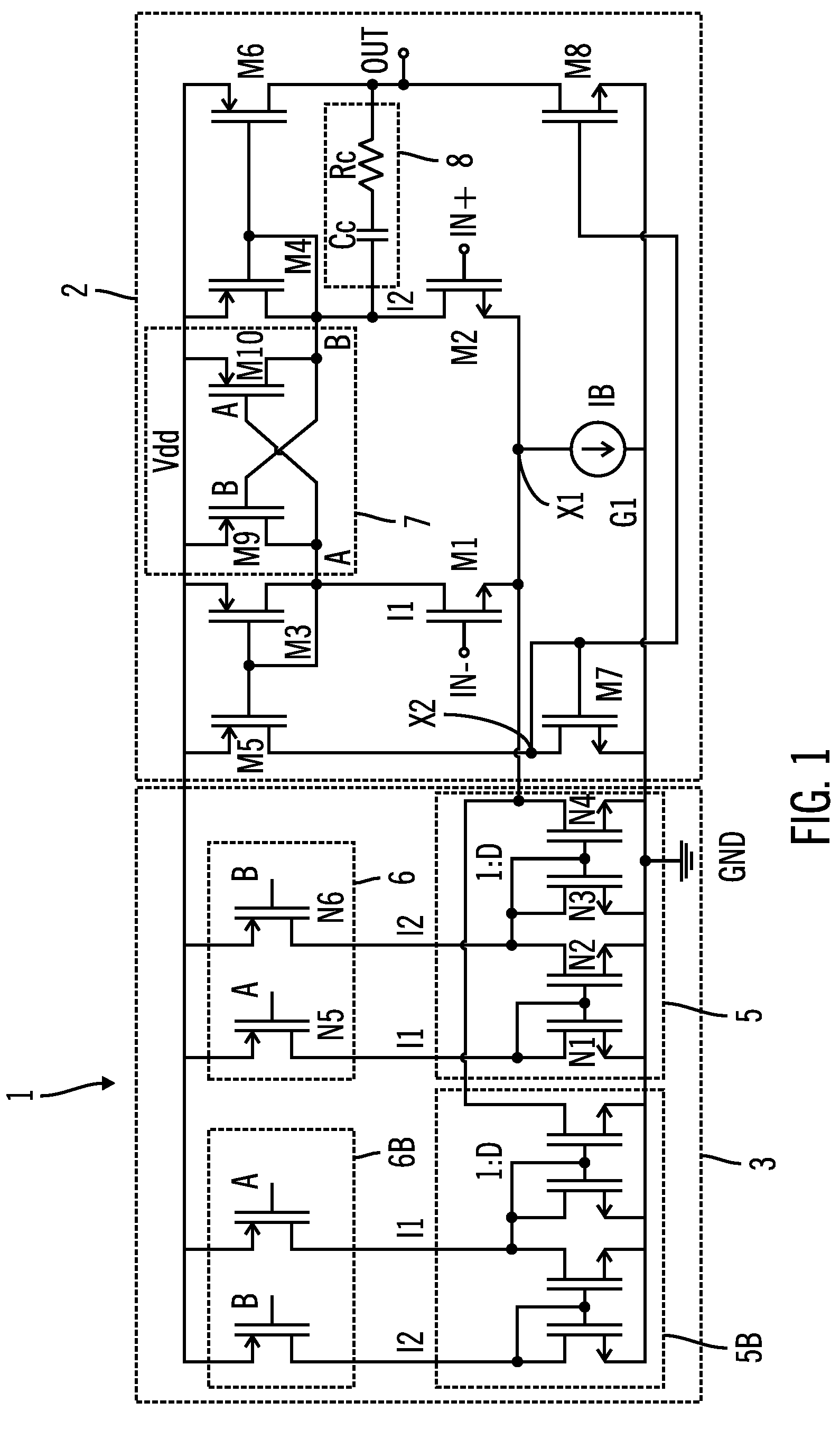 Operational amplifier of class AB
