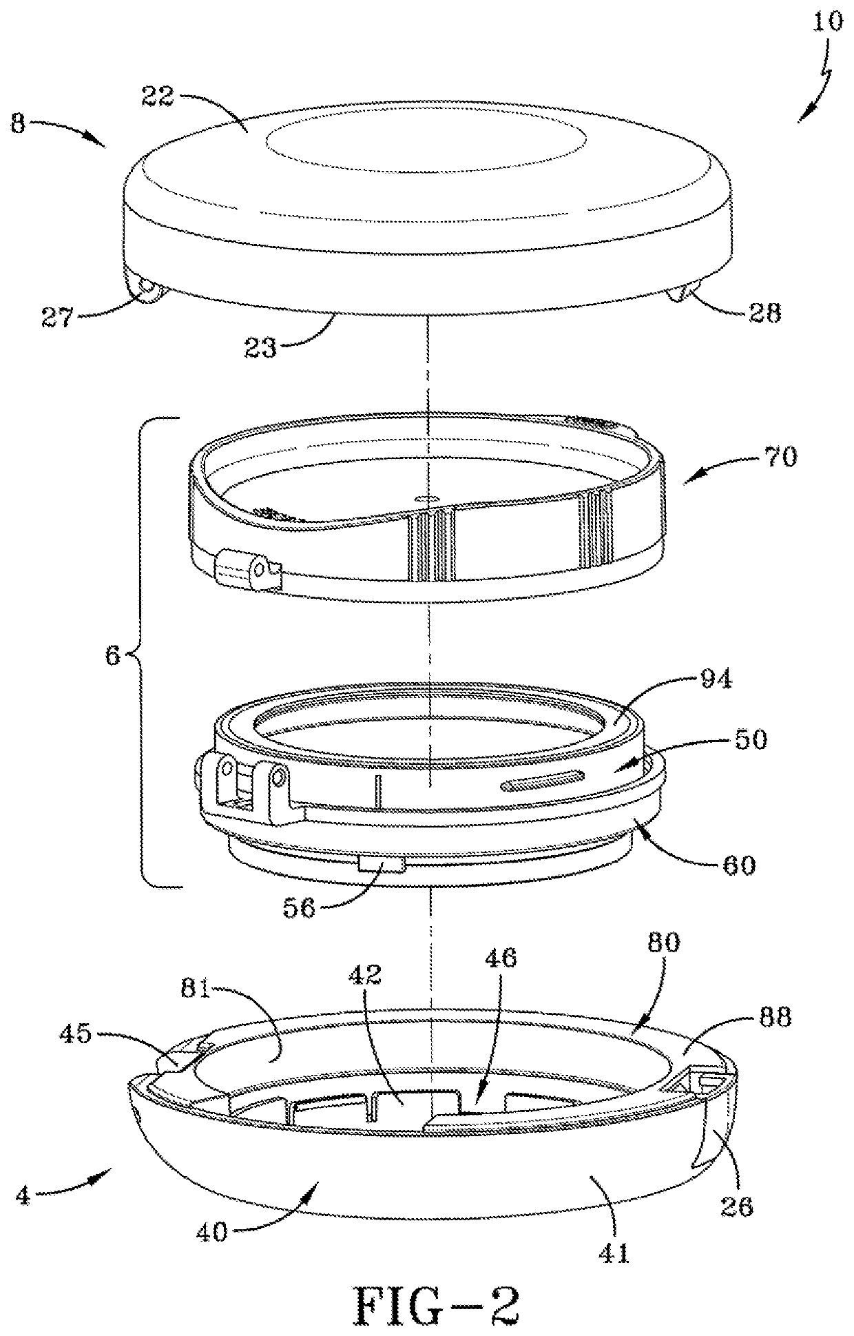Device having a sealable container for a volatile composition