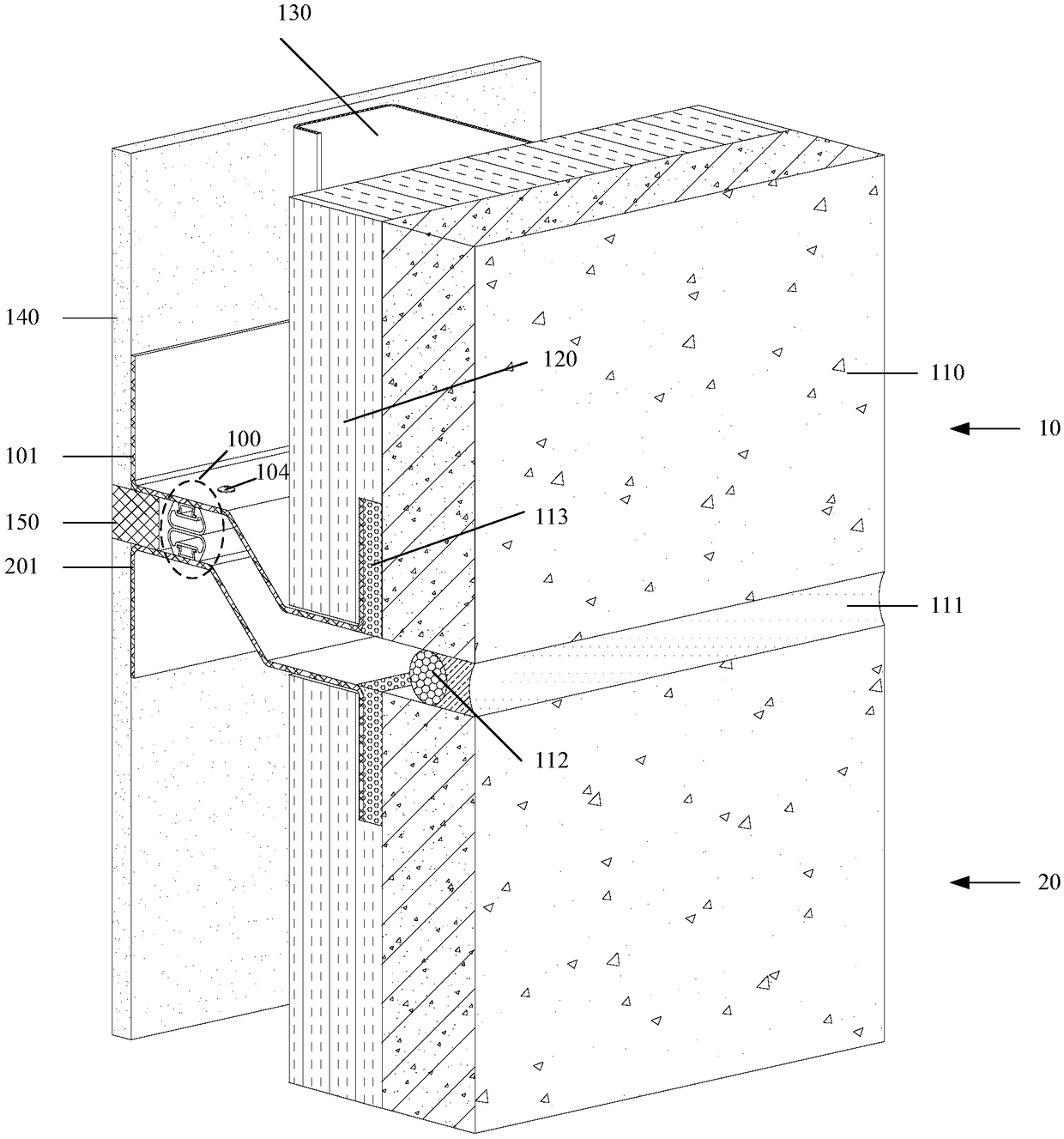 Prefabricated exterior wall waterproof structure and prefabricated exterior wall