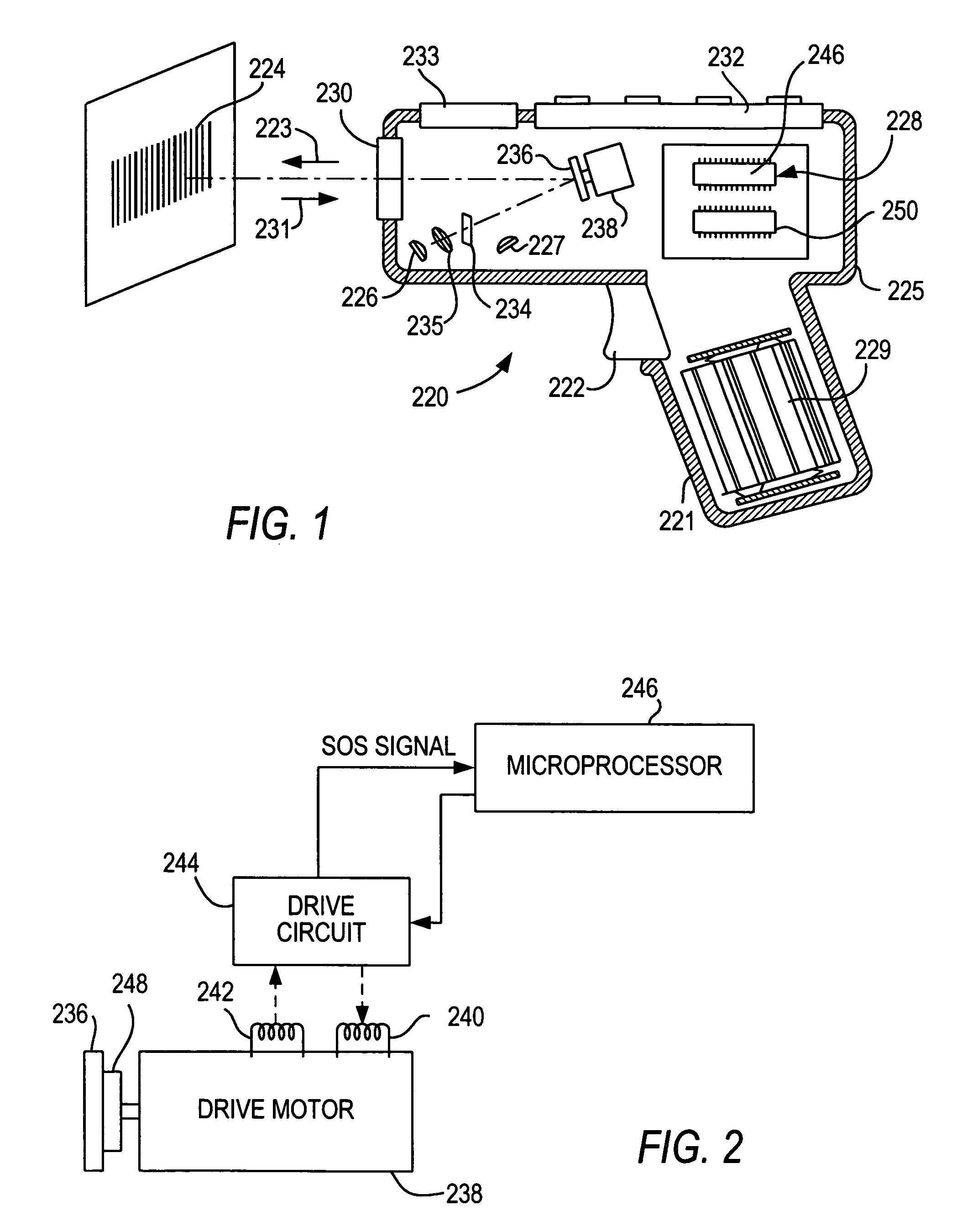 Motor drive circuit with reduced coil crosstalk in a feedback signal indicative of mirror motion in light scanning arrangements