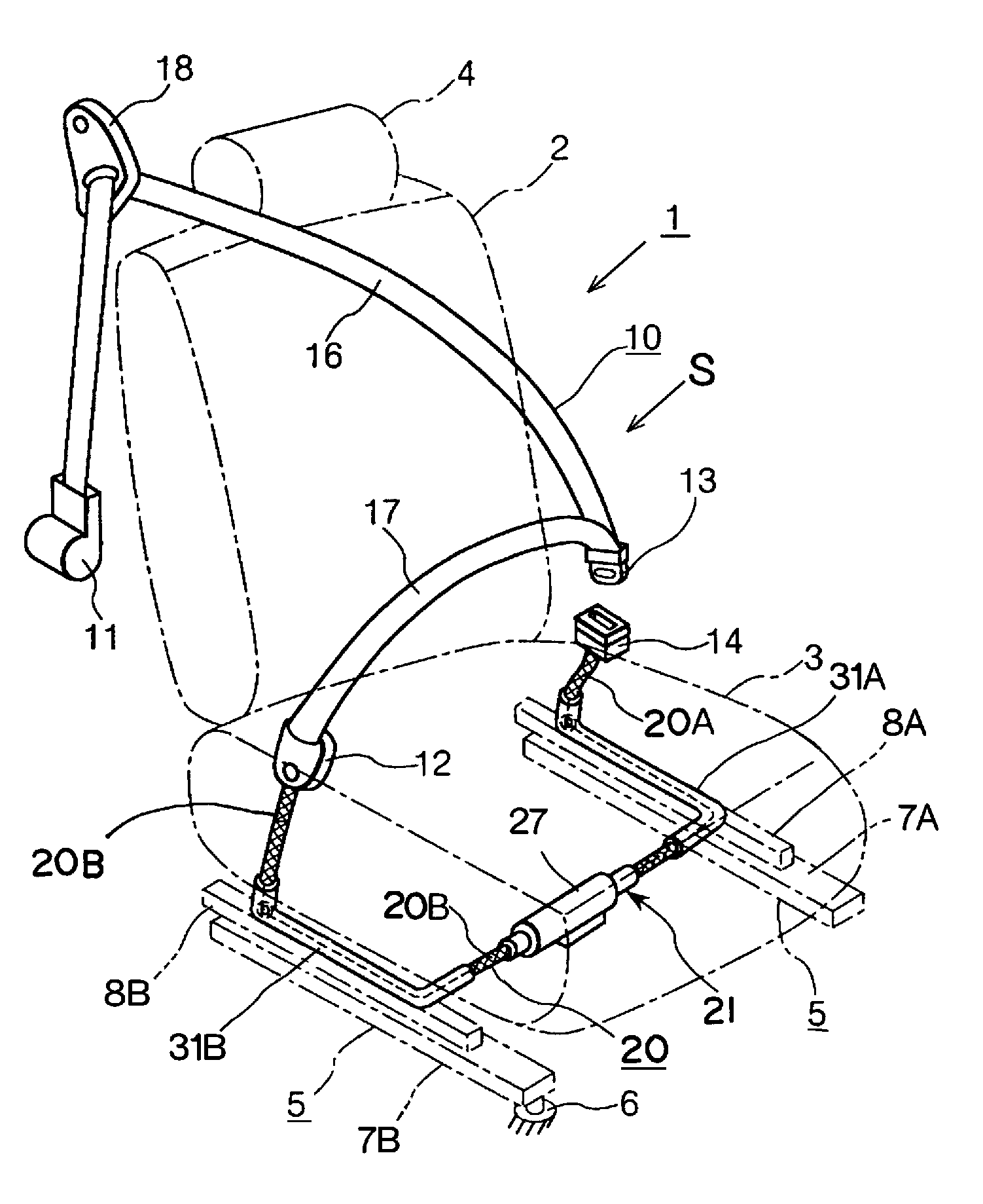 Seatbelt pretensioner mechanism for vehicle seat
