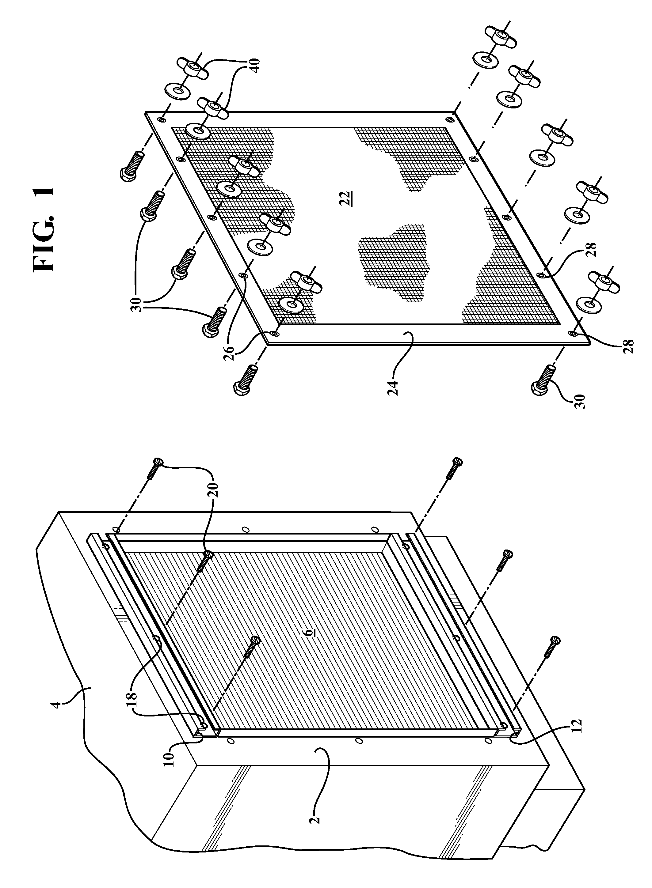 Channel lock filter fastening system for use with an air intake structure