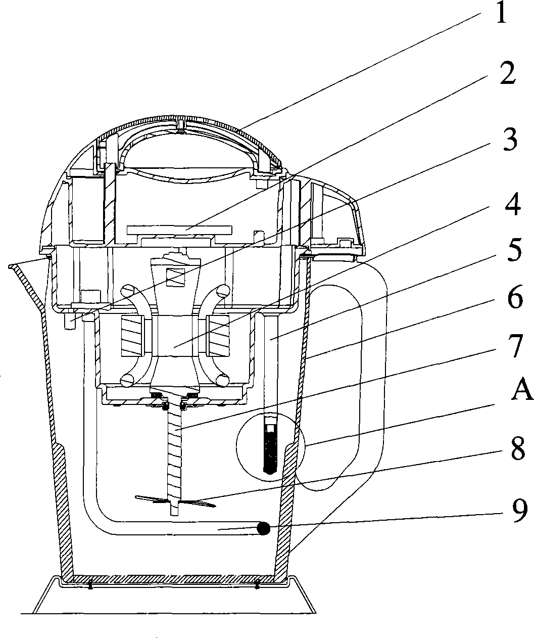 Soybean milk machine capable of automatically selecting pulping program according to water level