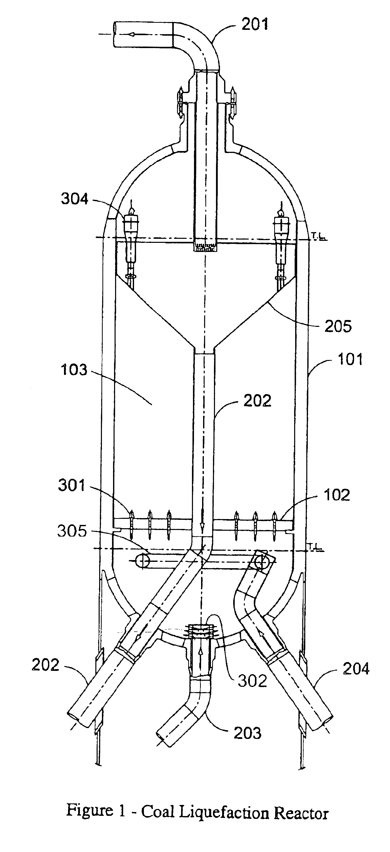 Apparatus for hydrocracking and/or hydrogenating fossil fuels