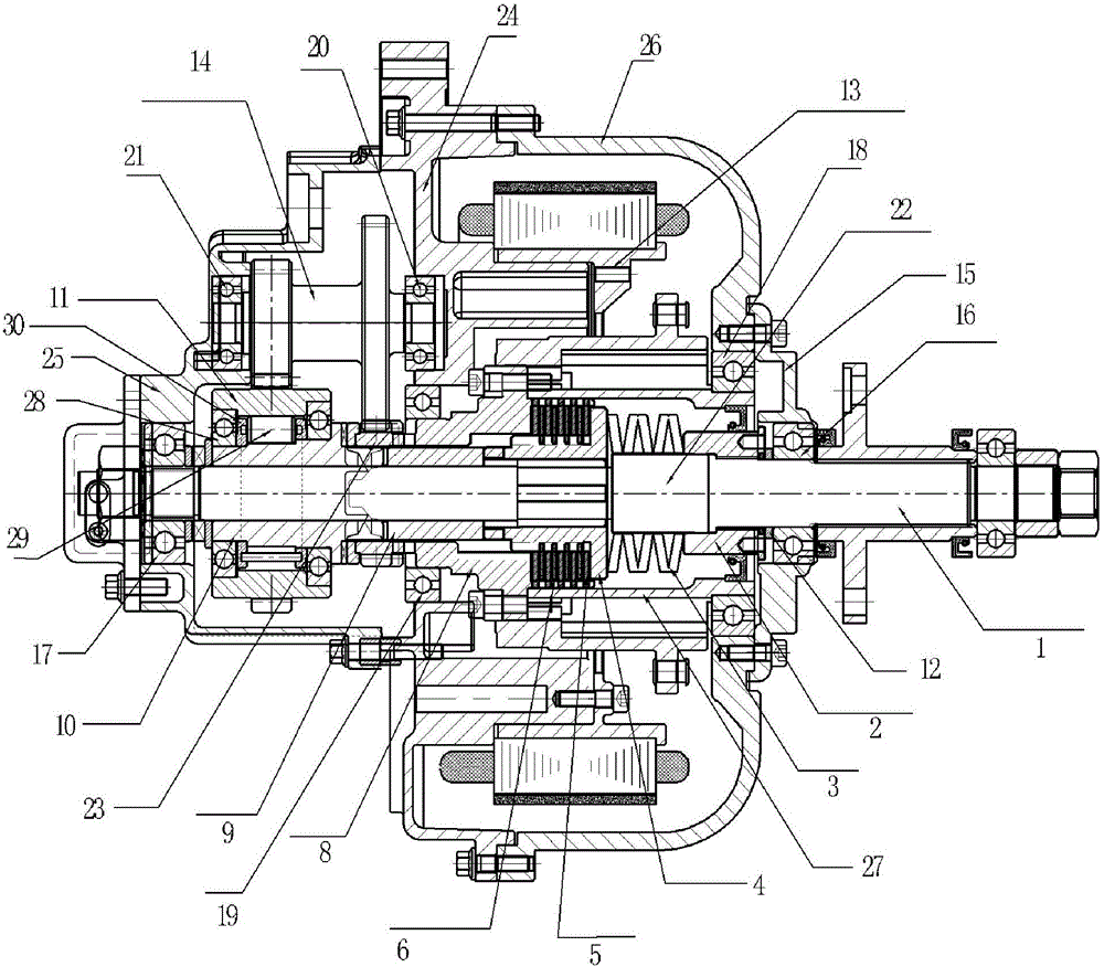 Friction plate type self-adapting automatic separation driving assembly of inner rotor motor of electric motor cycle