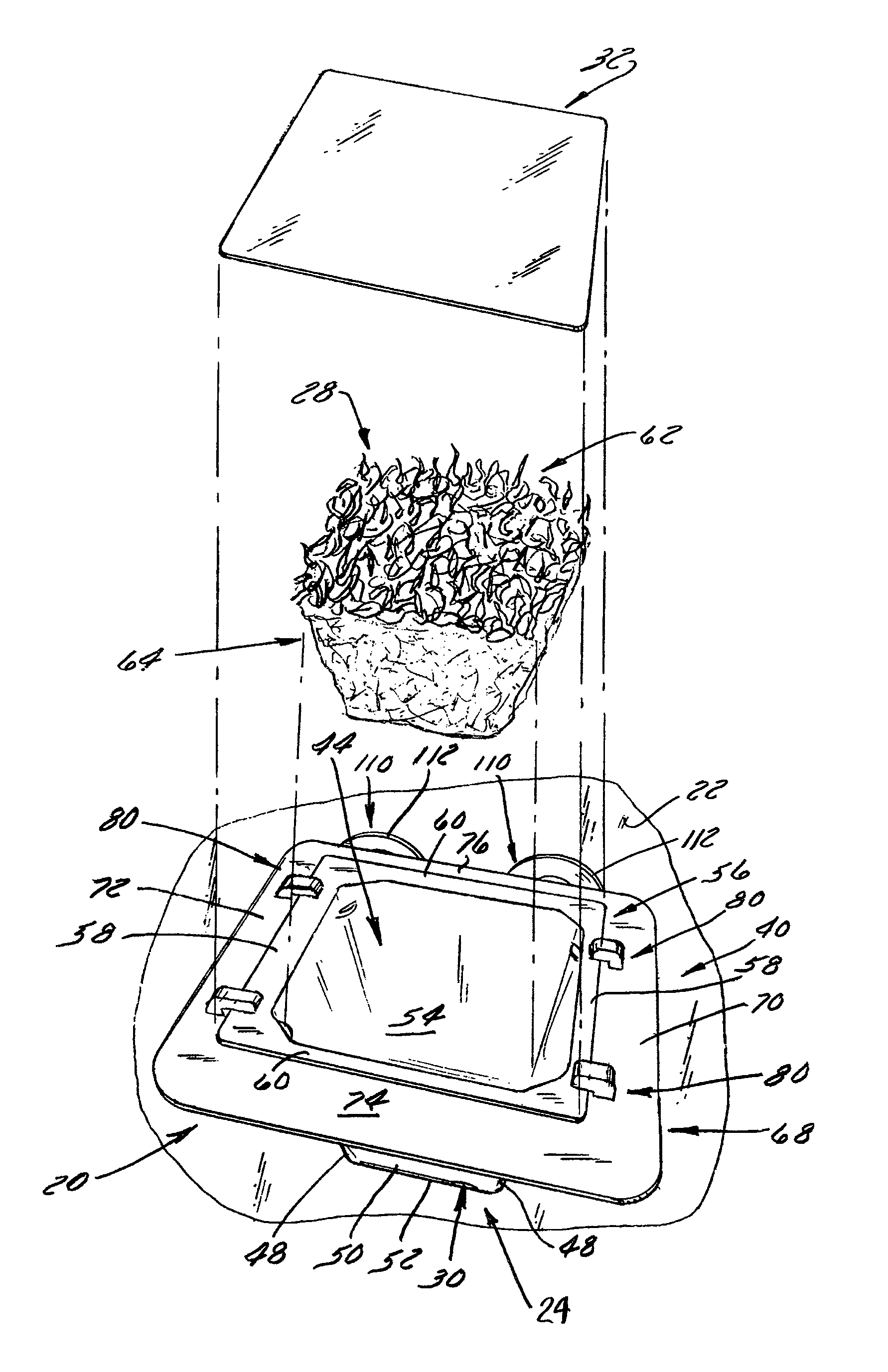 Pet food holder, pet food containing module and method