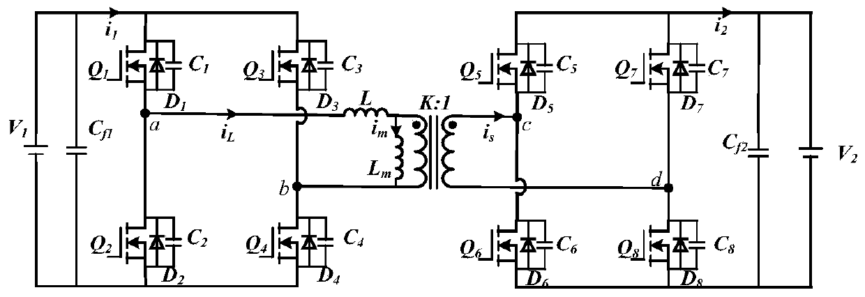 Phase shift control method for full load range zvs of dual active full bridge bidirectional dc-dc converter