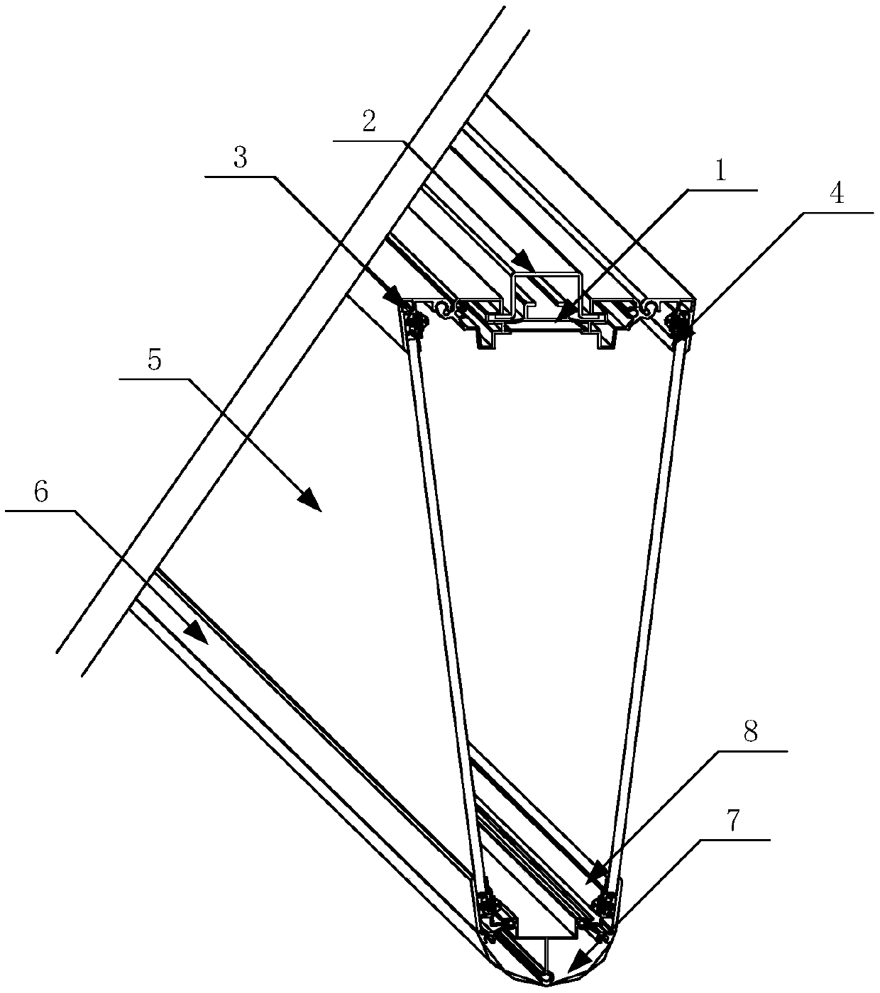 V-shaped hung-type marking aluminum profile combined structure