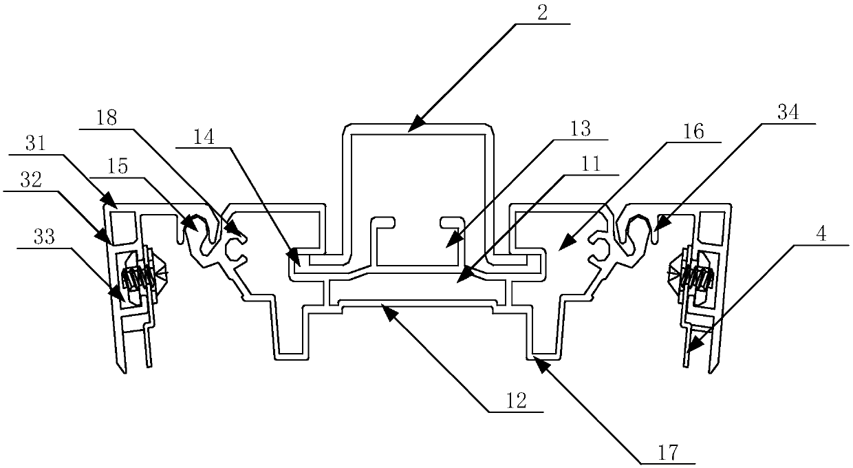 V-shaped hung-type marking aluminum profile combined structure