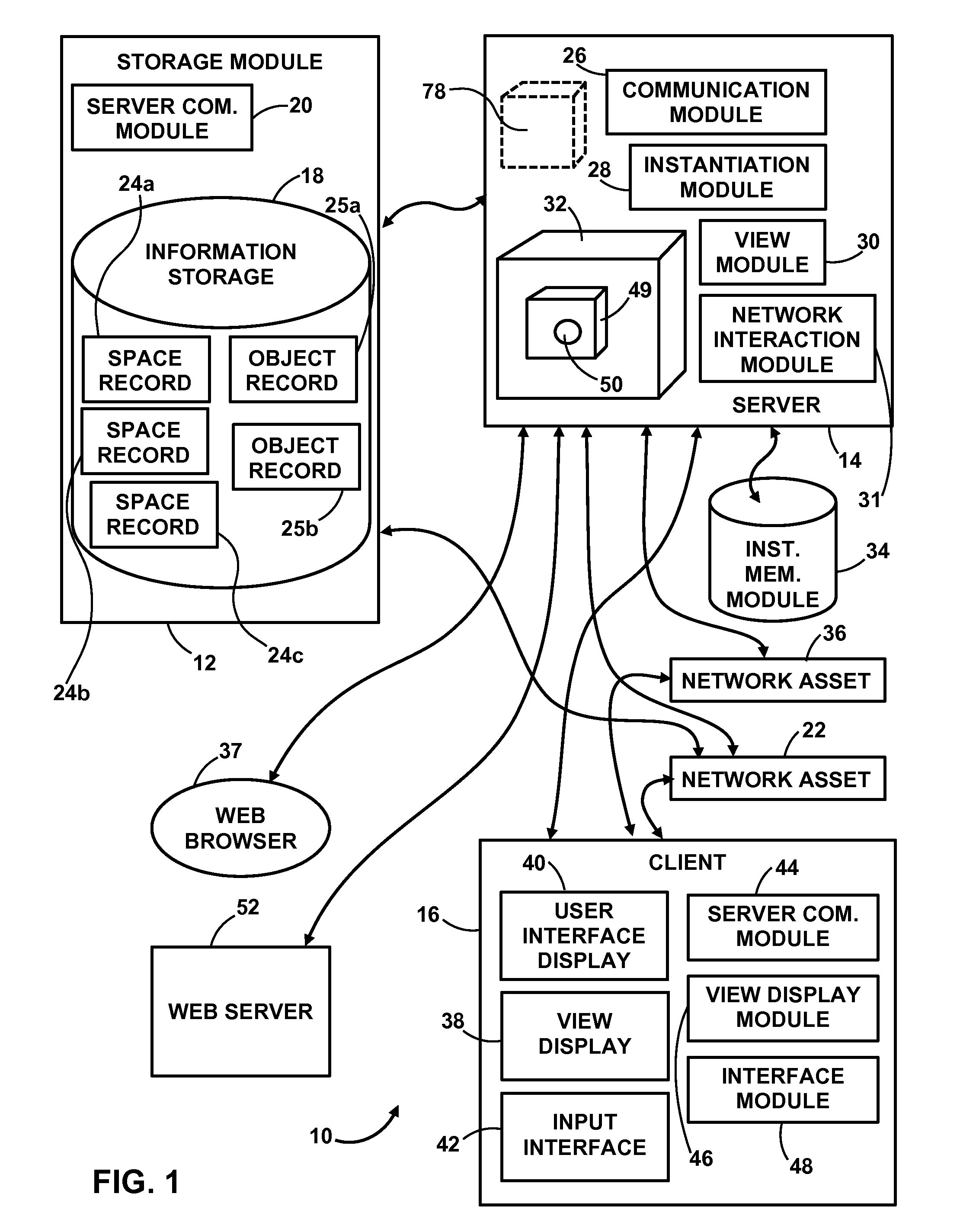 System and method for providing virtual spaces for access by users via the web