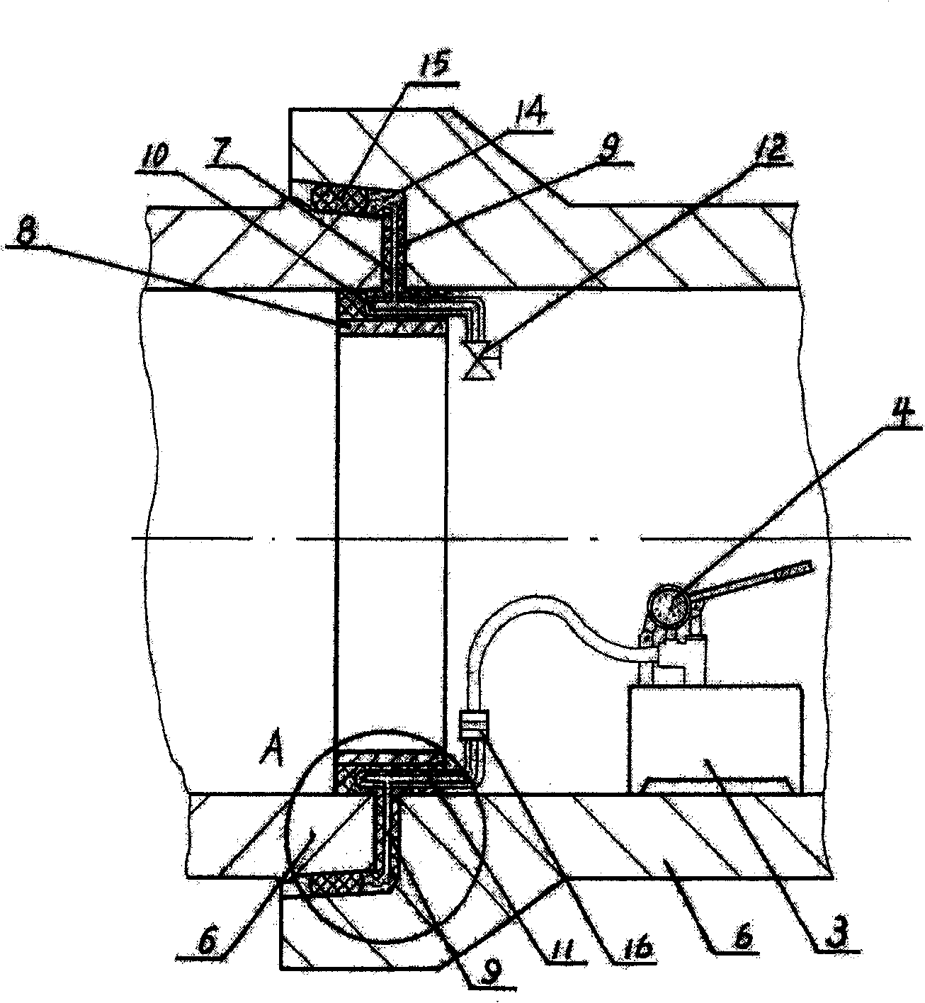 Process and device for inner pressure type conduits interface pressure testing