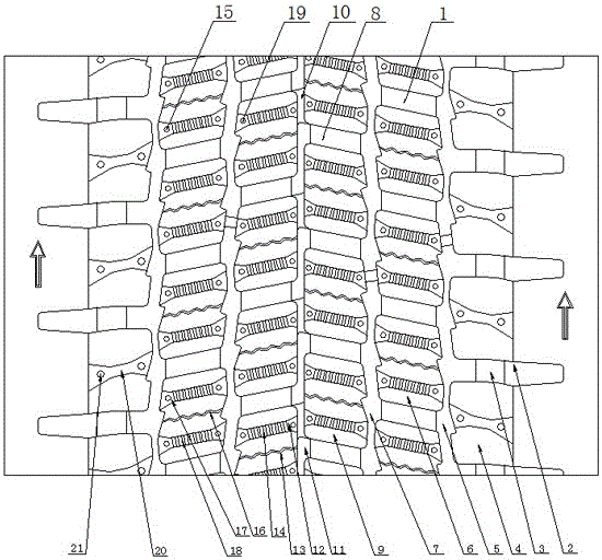 An all-season driving wheel tire pattern