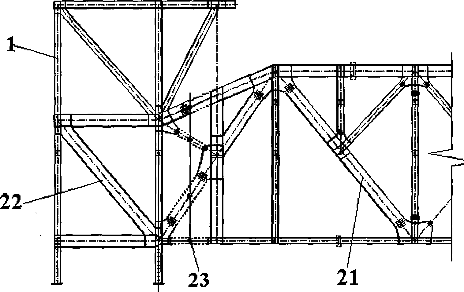 Integral hoisting system for superaltitude overlong jumbo beam by truss method and construction method thereof