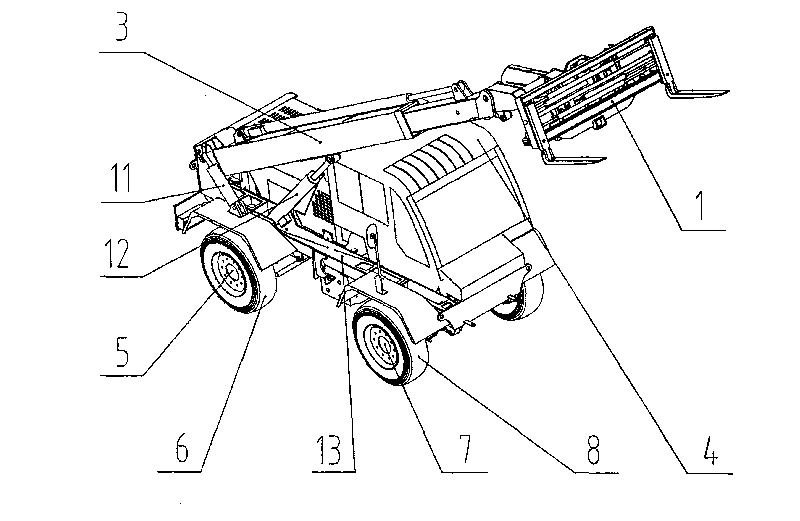All-terrain high-speed telescopic arm forklift truck