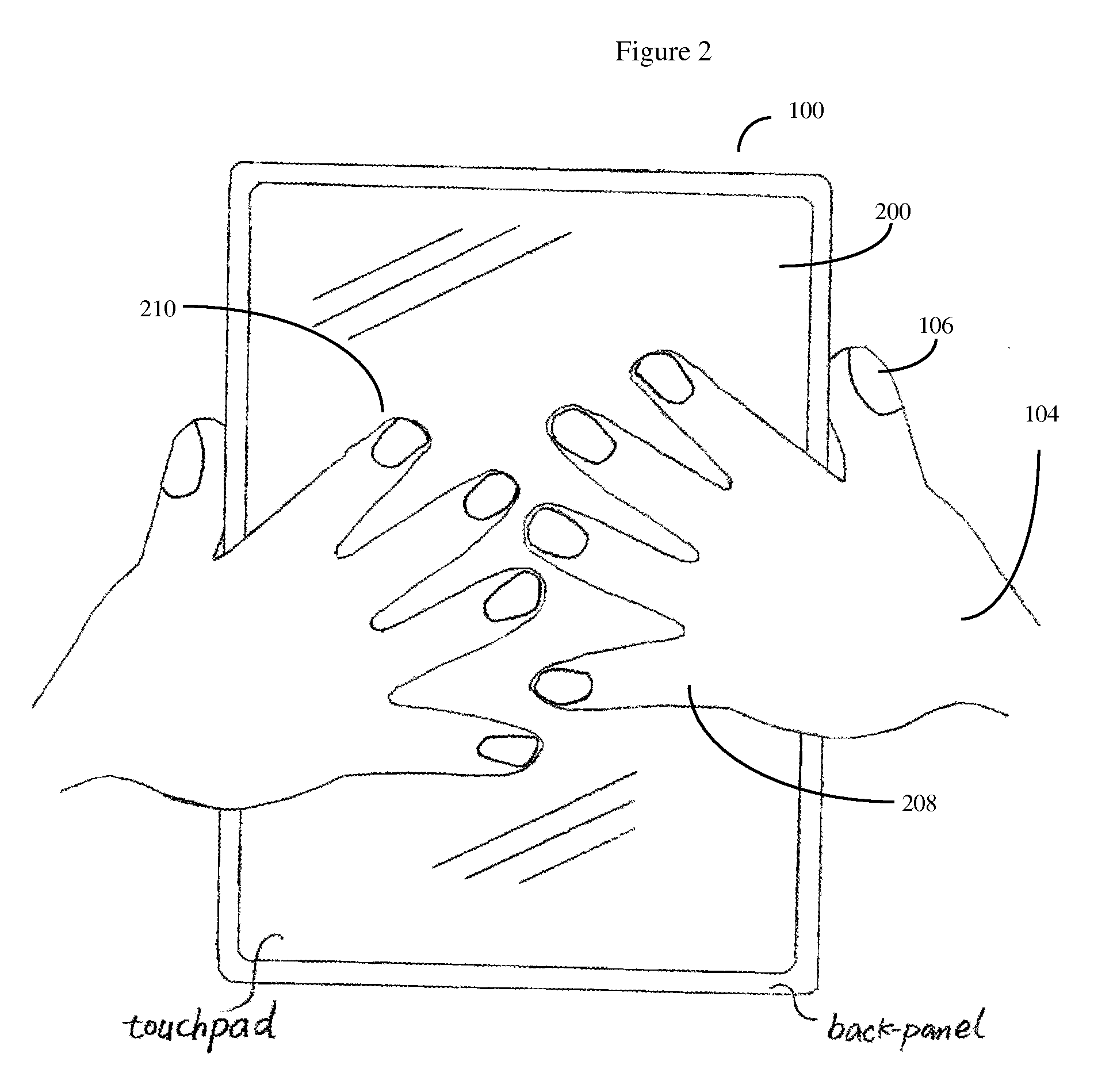 Method for user input from the back panel of a handheld computerized device