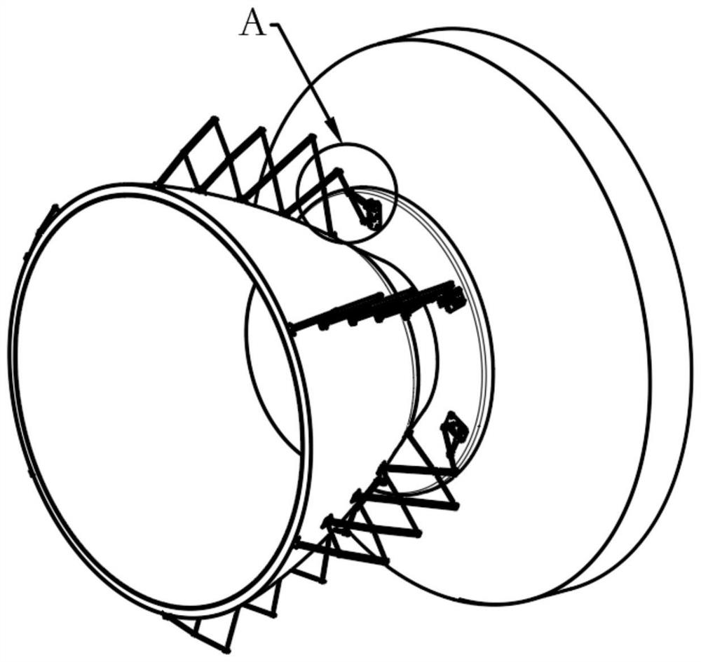 Expandable spray pipe using flexible material and external truss structure