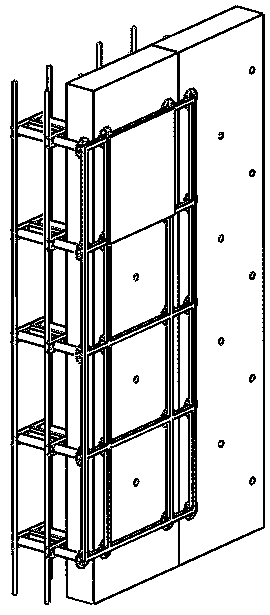 Wall structure for fixing external wall composite thermal insulation template and construction method