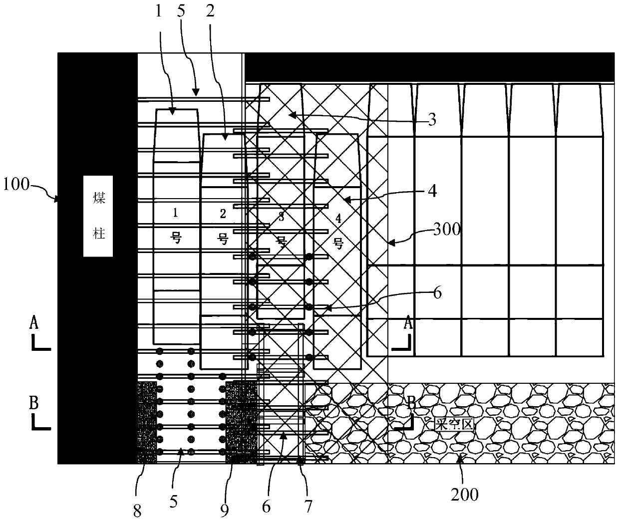 Construction method for remained gateway along goaf under metal false roof beside coal pillar