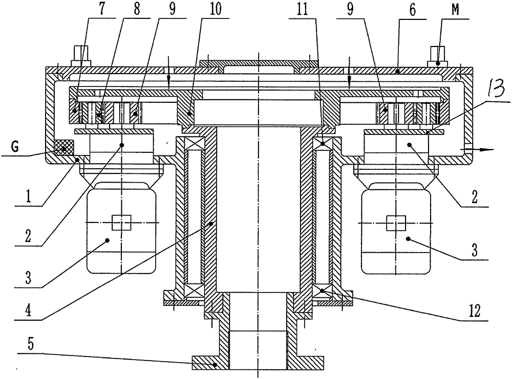 Planetary internal-meshing four-shunt pile machine reducer with oil temperature alarm function