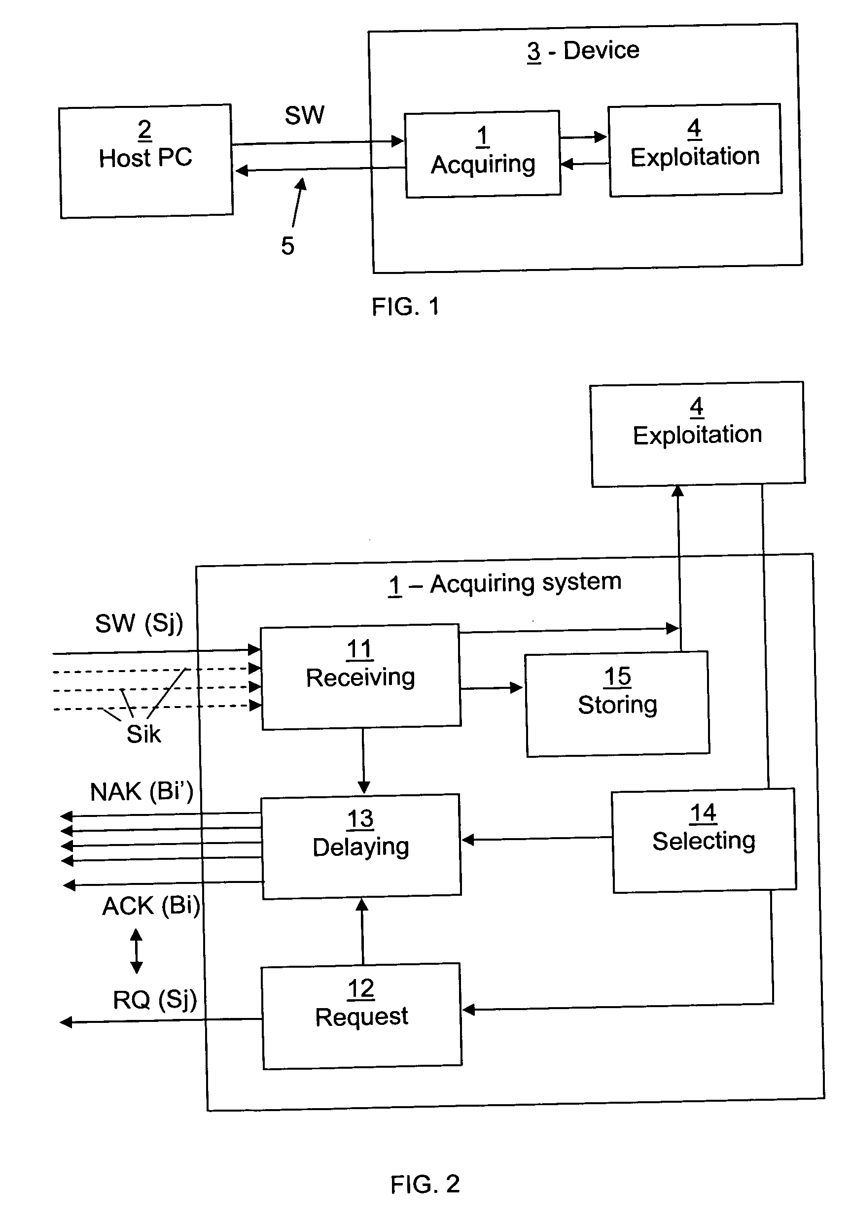 System and process for acquiring a software code, corresponding host computer and software transmission process and associated products