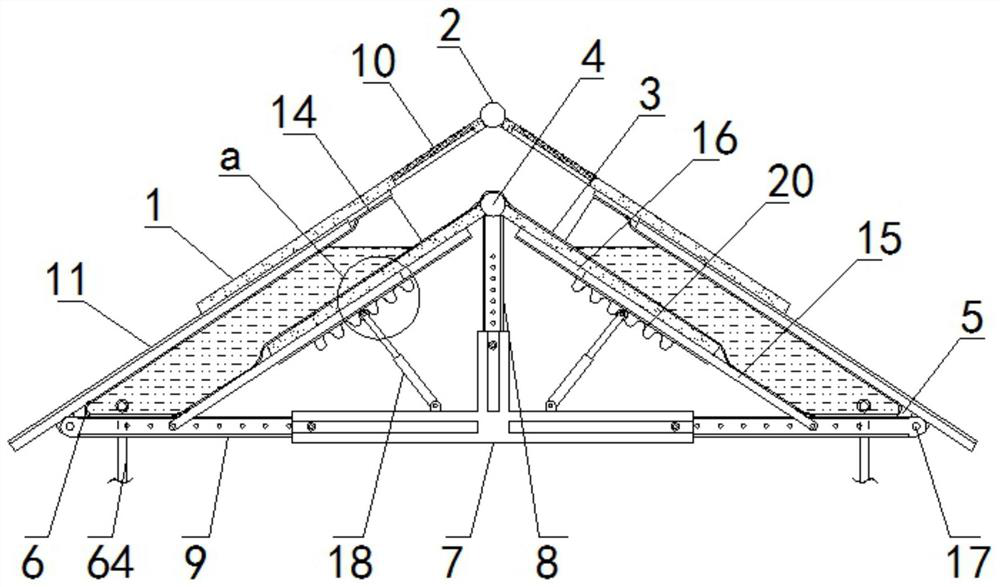 A prefabricated building roof steel structure with adjustable angle