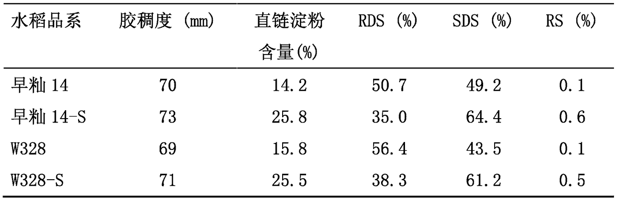 Seed breeding method for increasing content of slowly digestible starch in rice with soft glue viscosity