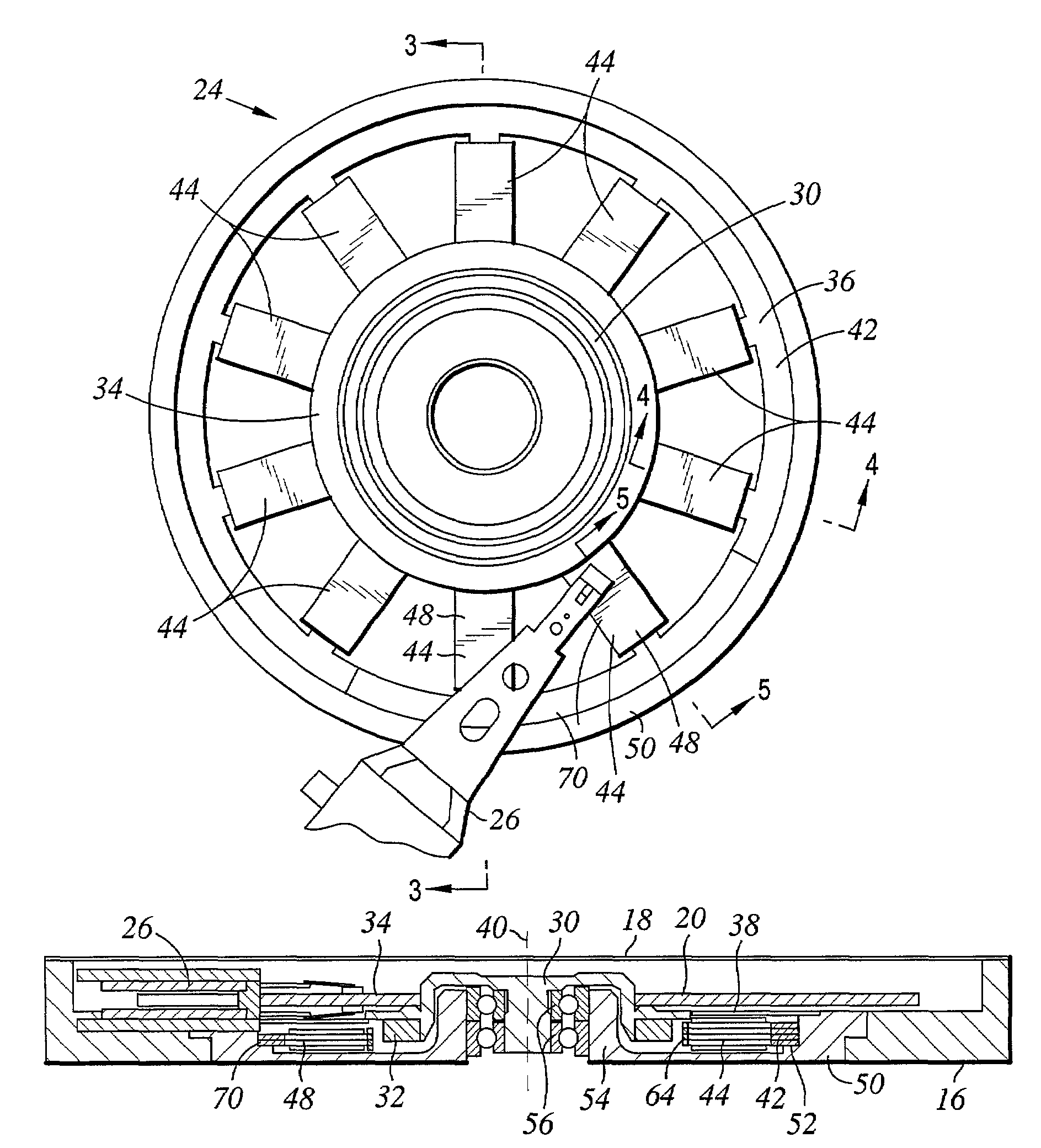 Spindle motor having spindle motor stator with laminate layers for increased head stack assembly access