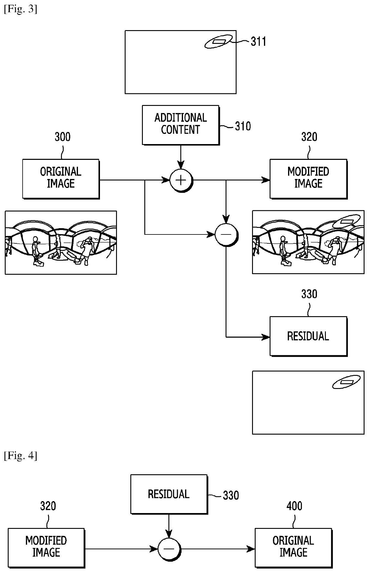 Method and apparatus for reconstruction of original images from modified images