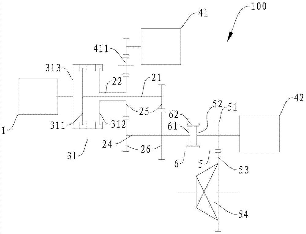 Vehicle power transmission system and vehicle comprising same