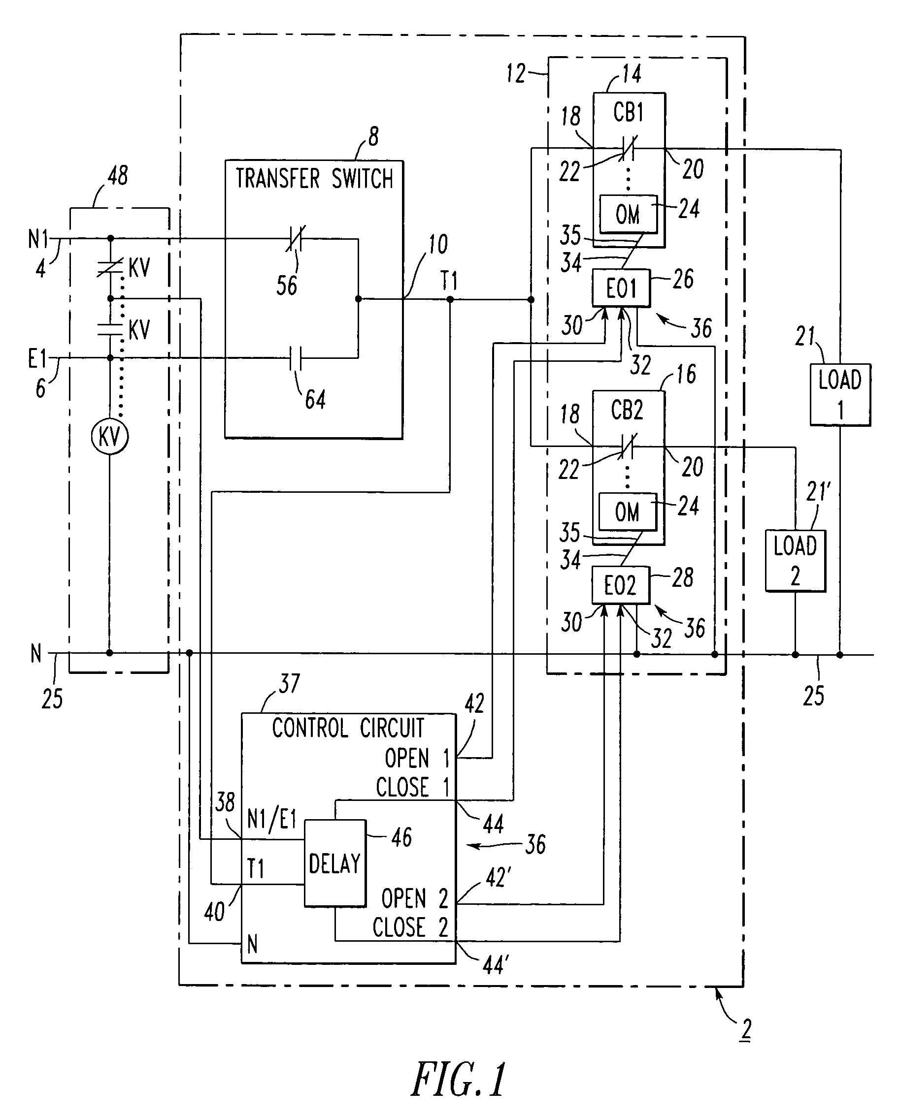Power distribution system and control system for same