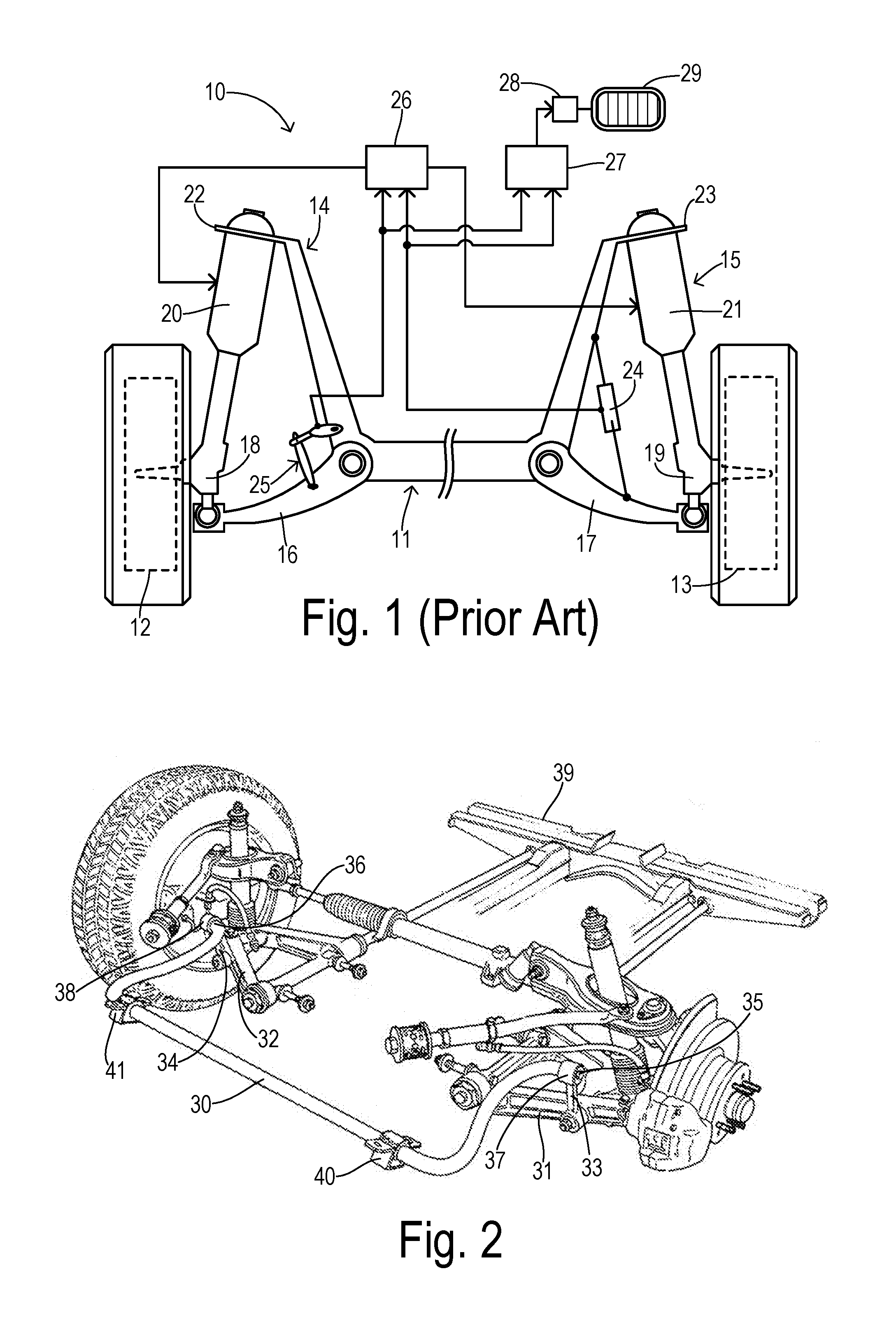 Height determination for two independently suspended wheels using a height sensor for only one wheel