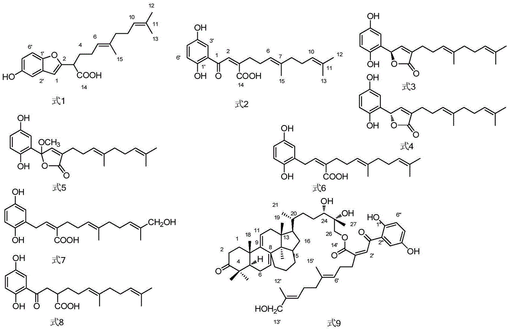Application of hydroquinone farnesyl group compound