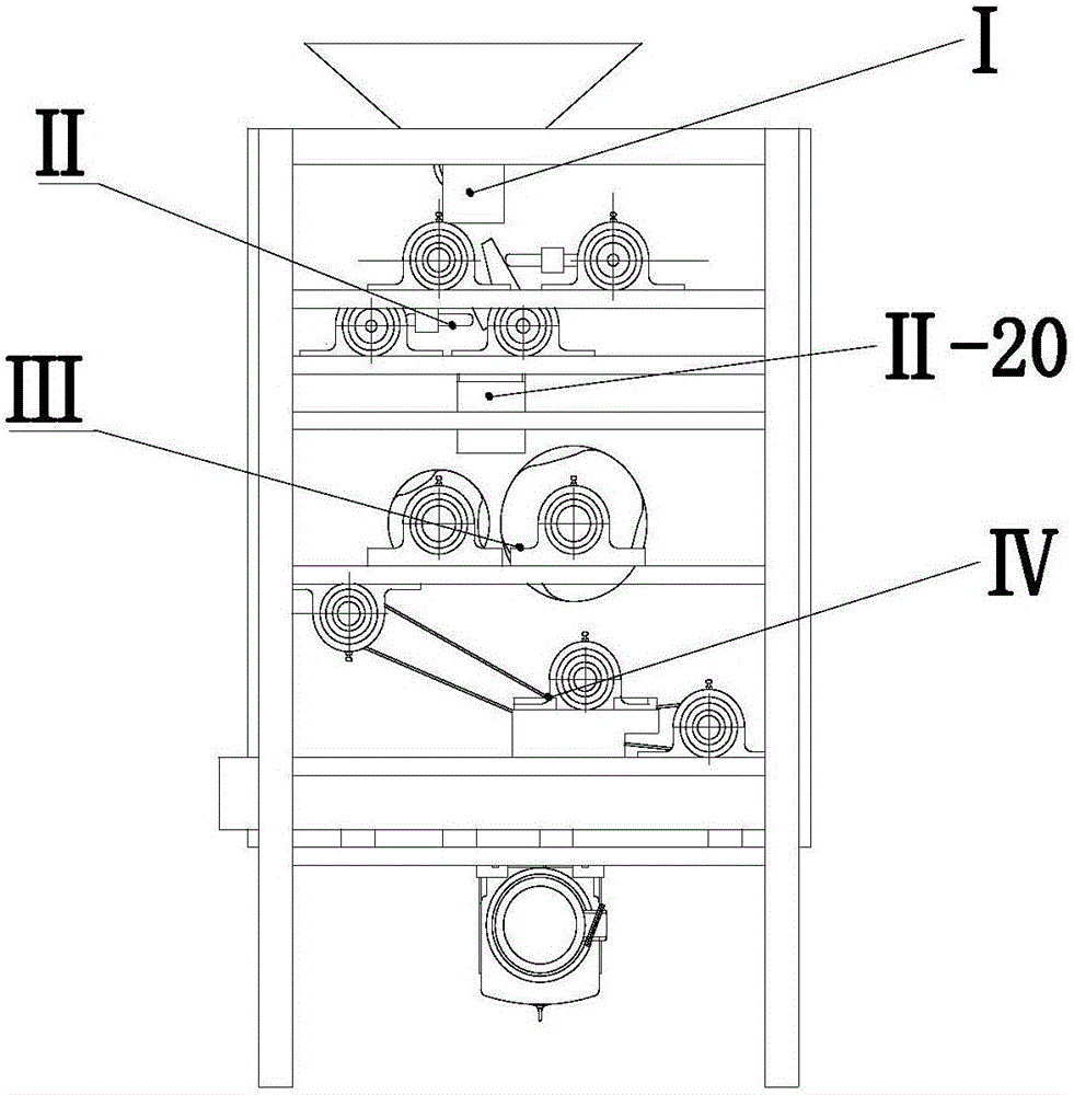 Device for breaking walnut shells and taking walnut kernels, having functions of self-positioning, pre-breaking shells, equidirectional spiral self-grading and flexible extrusion