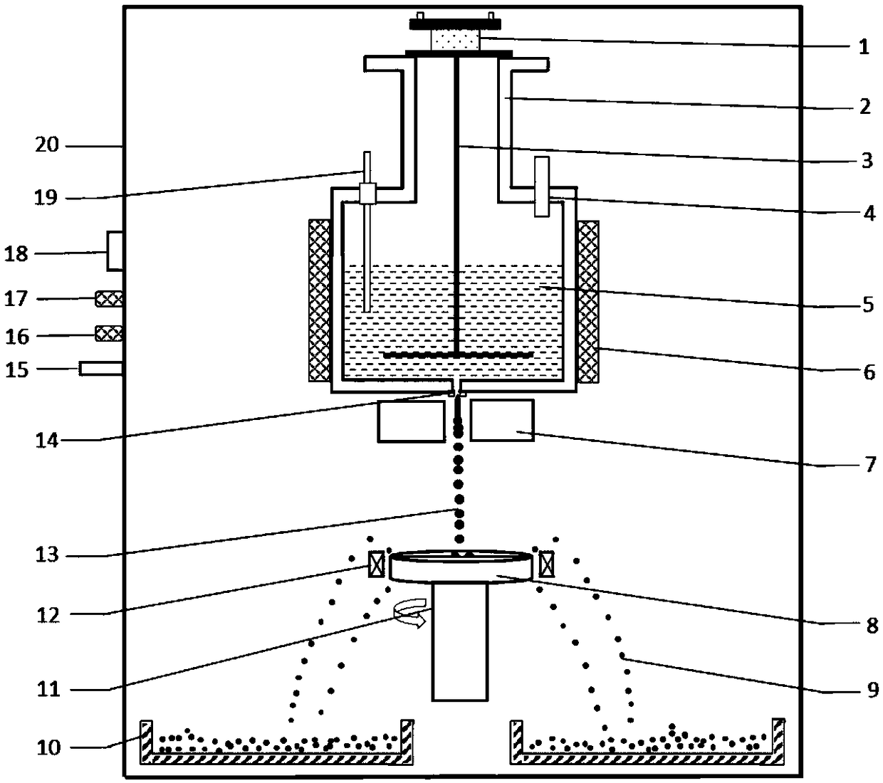 Device and method for preparing superfine spherical metal powder by dropwise centrifugal atomization method