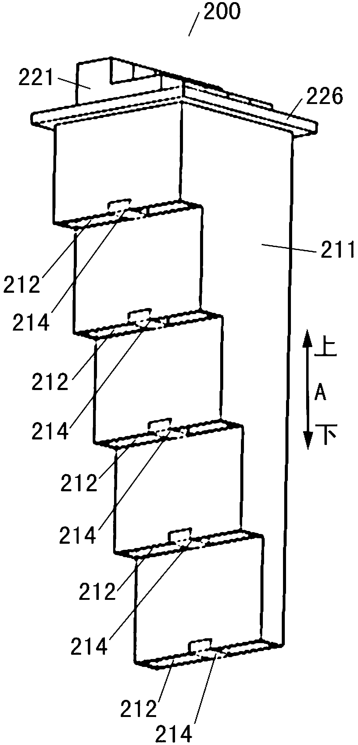 Detergent storage box component and washing machine provided with same