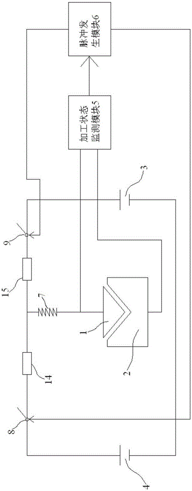 Electric spark discharging machining device special for PCD materials