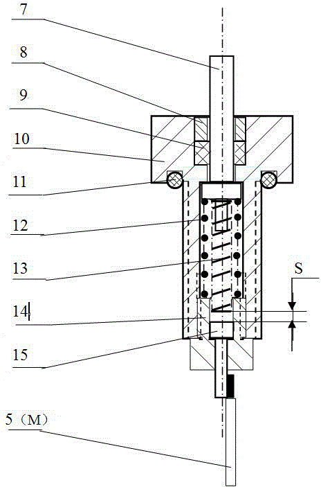 The detection device for the bottom of the built-in piston in the shelling cylinder of the electrolytic cell