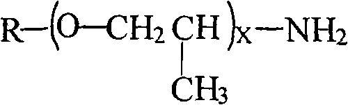 Gasoline detergent prepared from aromatic amine polyoxypropylene ether