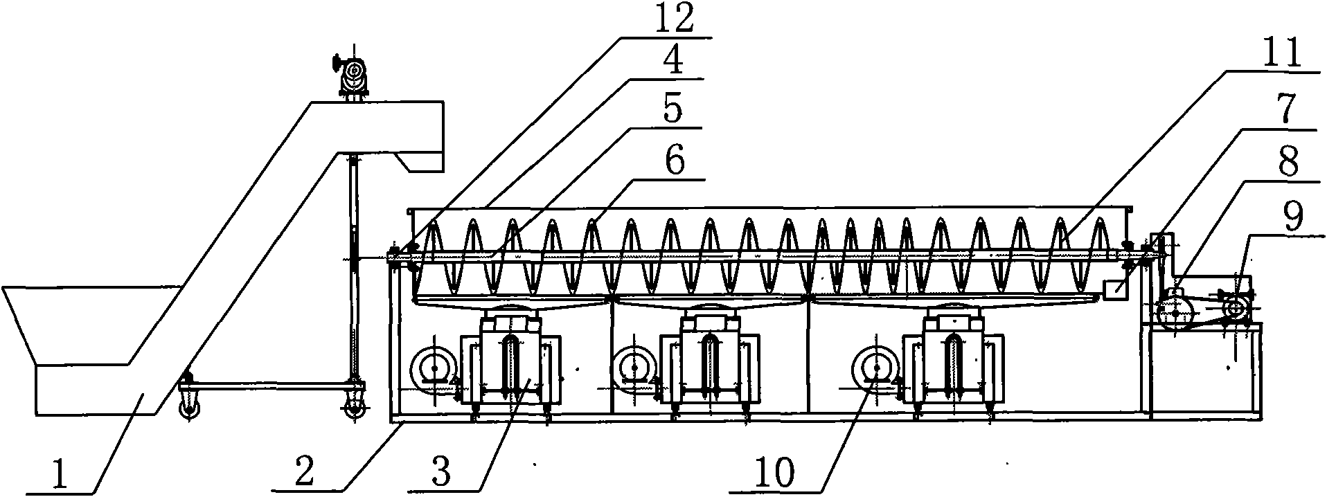 Continuous baking machine device for tea leaves