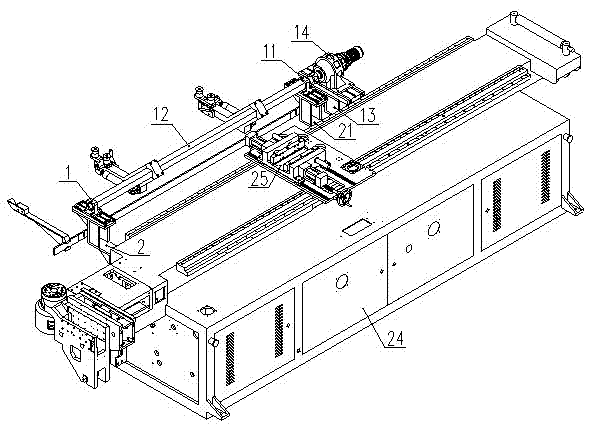 Manual feeding device used in full-automatic numerical control hydraulic pipe bender