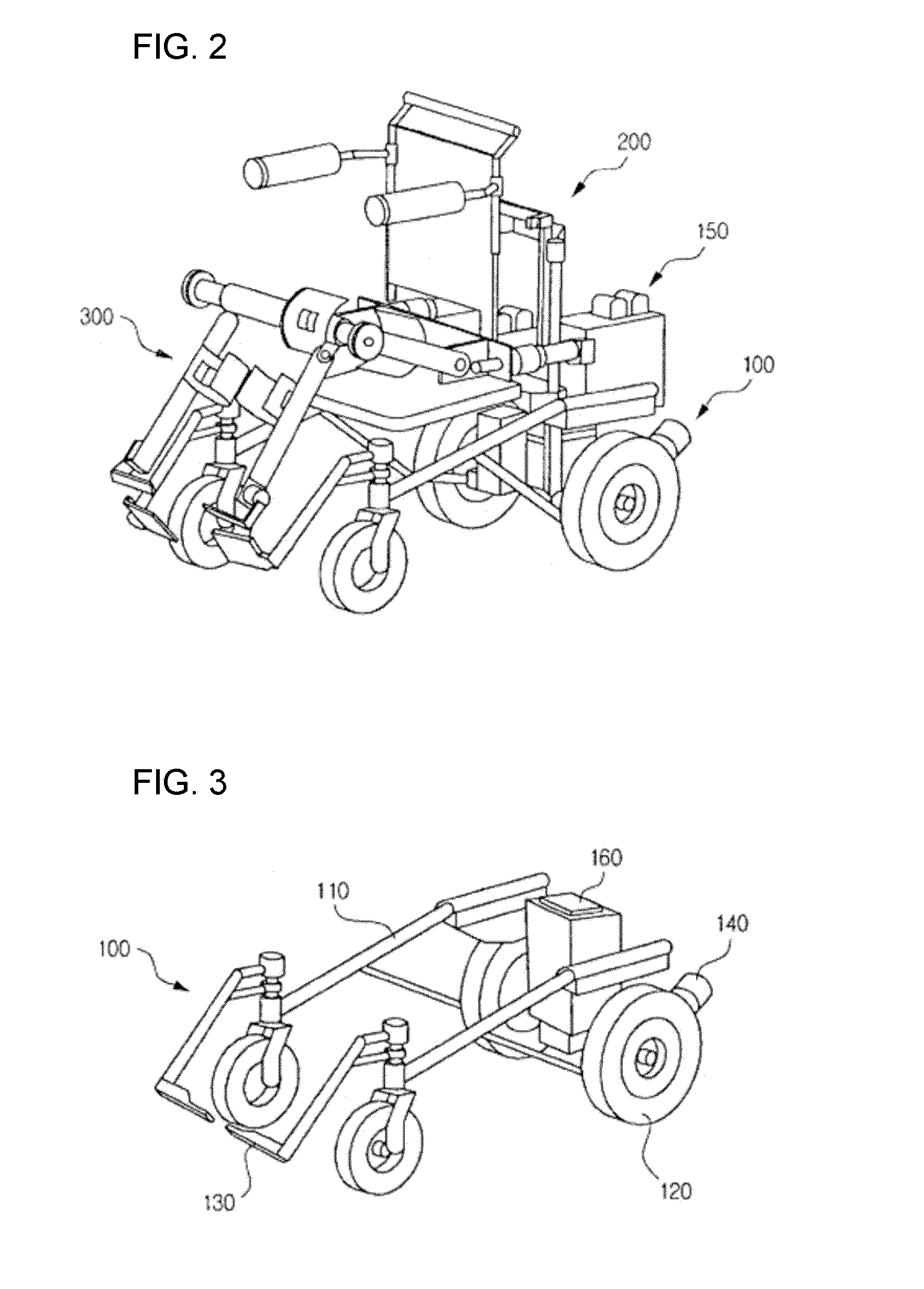 Wheelchair type robot for walking aid