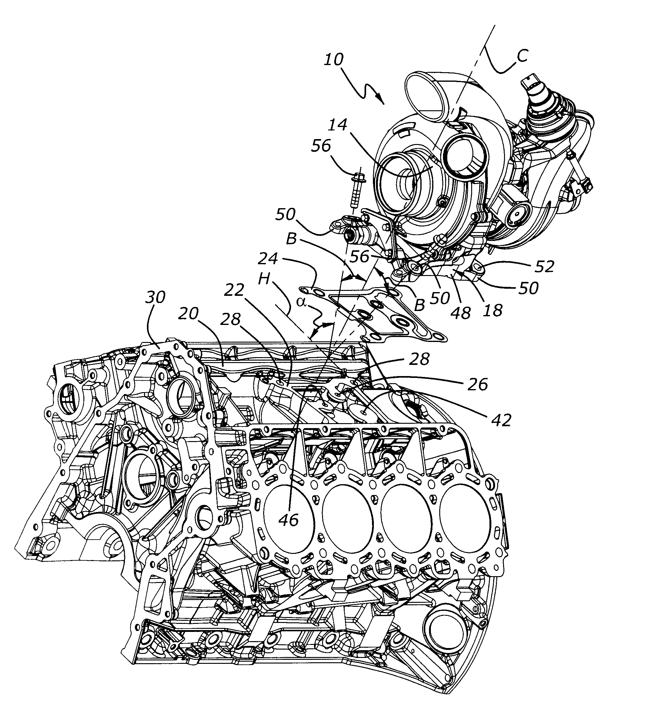Turbocharger system for internal combustion engine with internal isolated turbocharger oil drainback passage