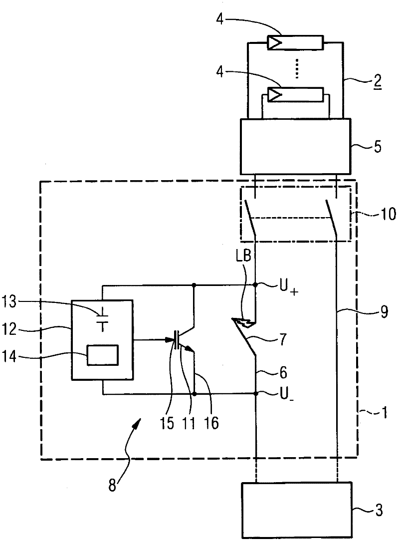 Switch disconnector for galvanic direct current interruption
