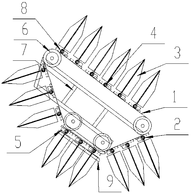 Four-blade type vegetable supporting device acting on vegetable leaves and stems