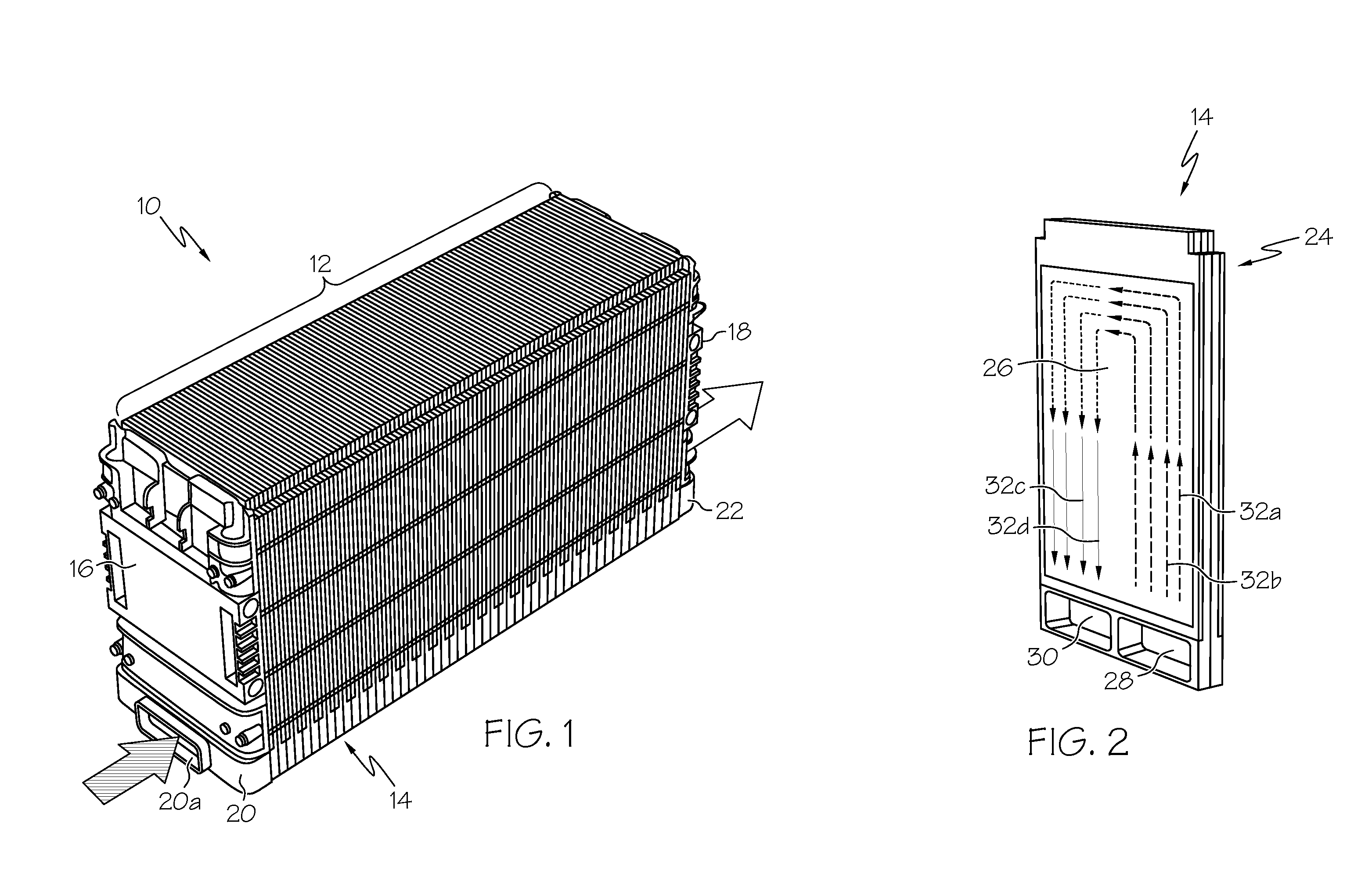 Prismatic-cell battery pack with integral coolant passages