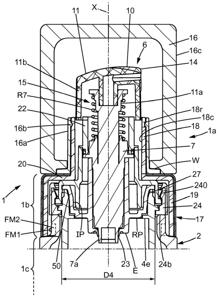 Device for packaging fluid product and dispensing product in doses, including reusable bottle