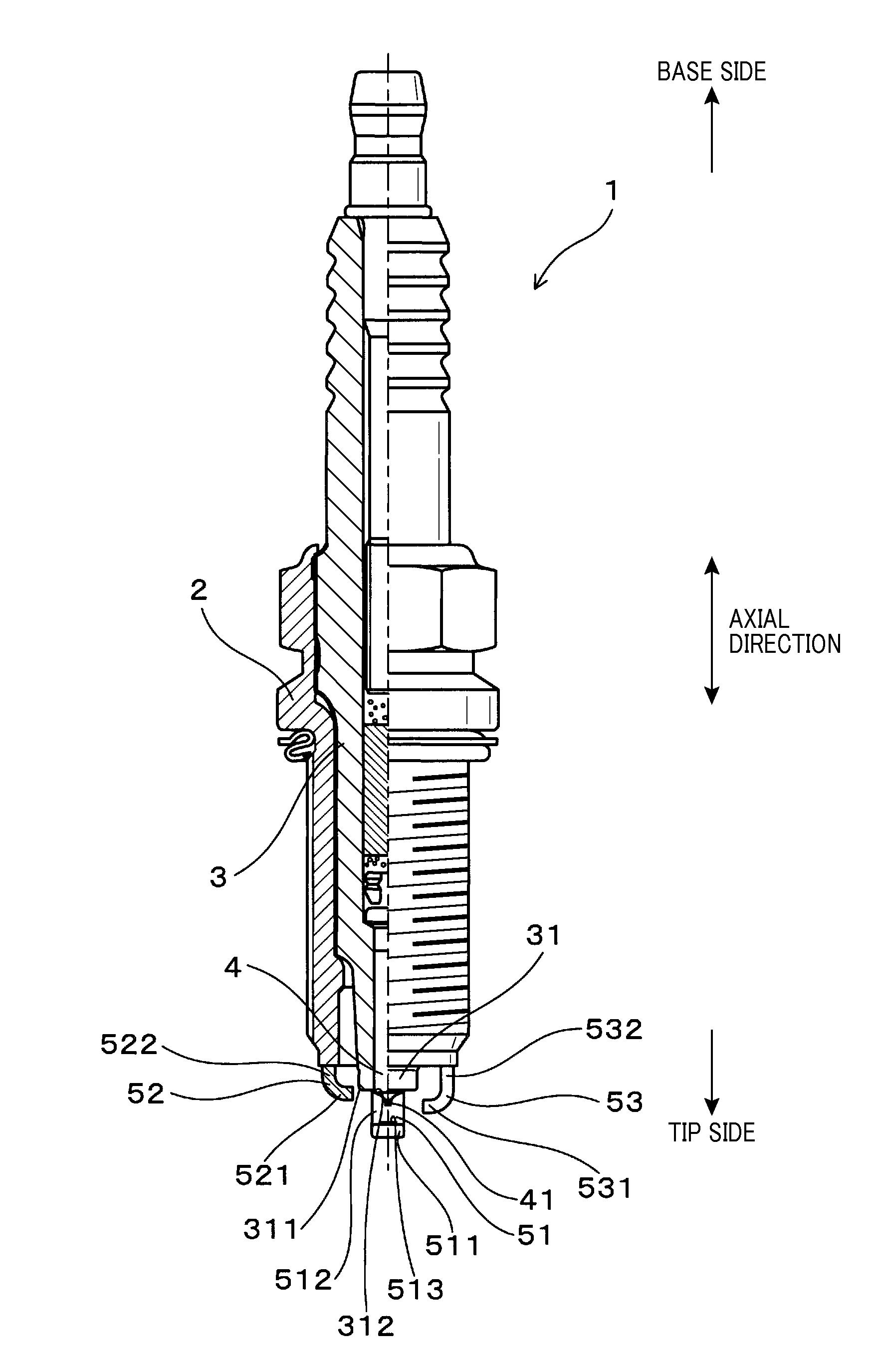Spark plug for internal combustion engines and mounting structure for the spark plug