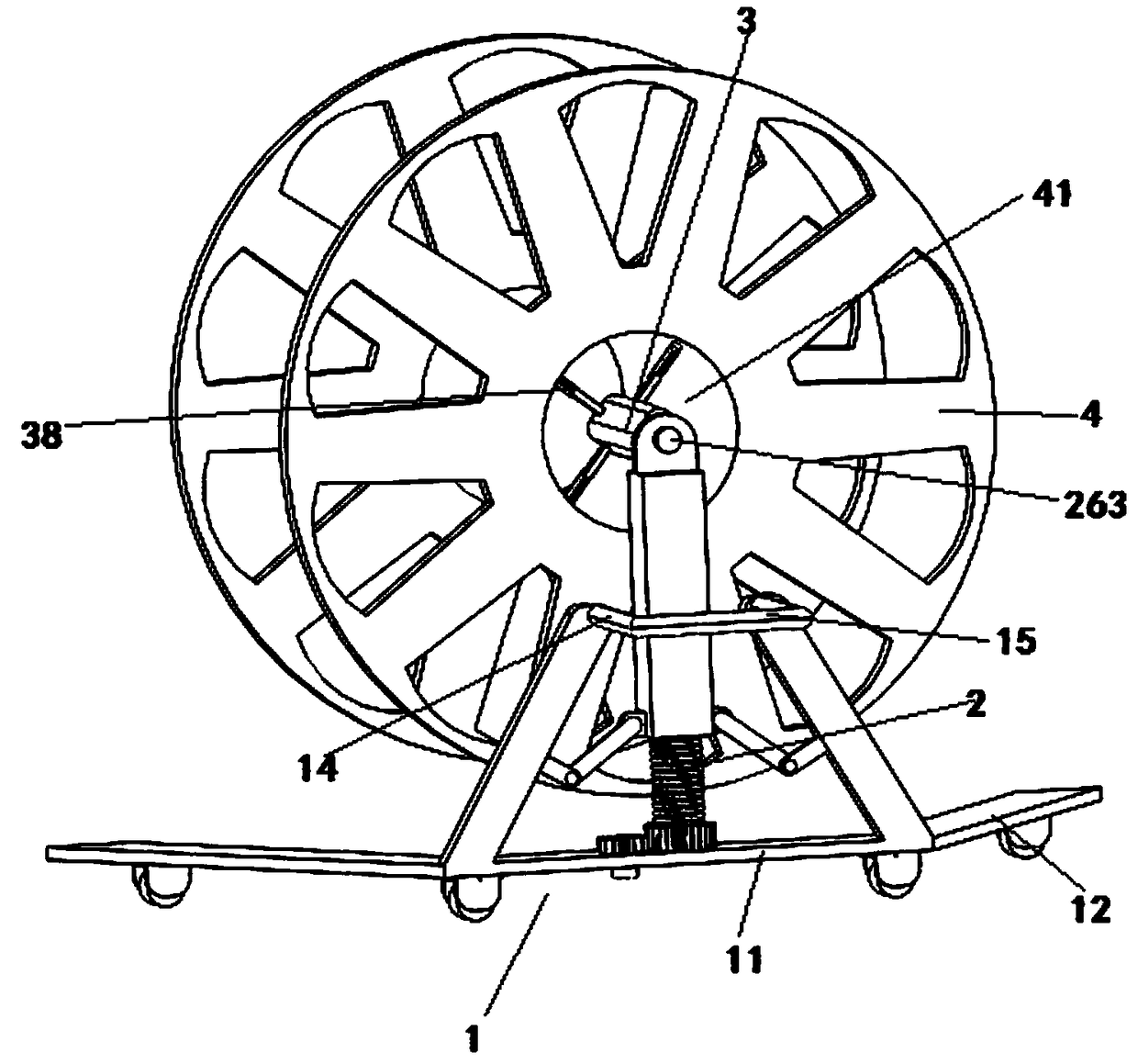 Efficient automatic cable reel loading and pay-off device