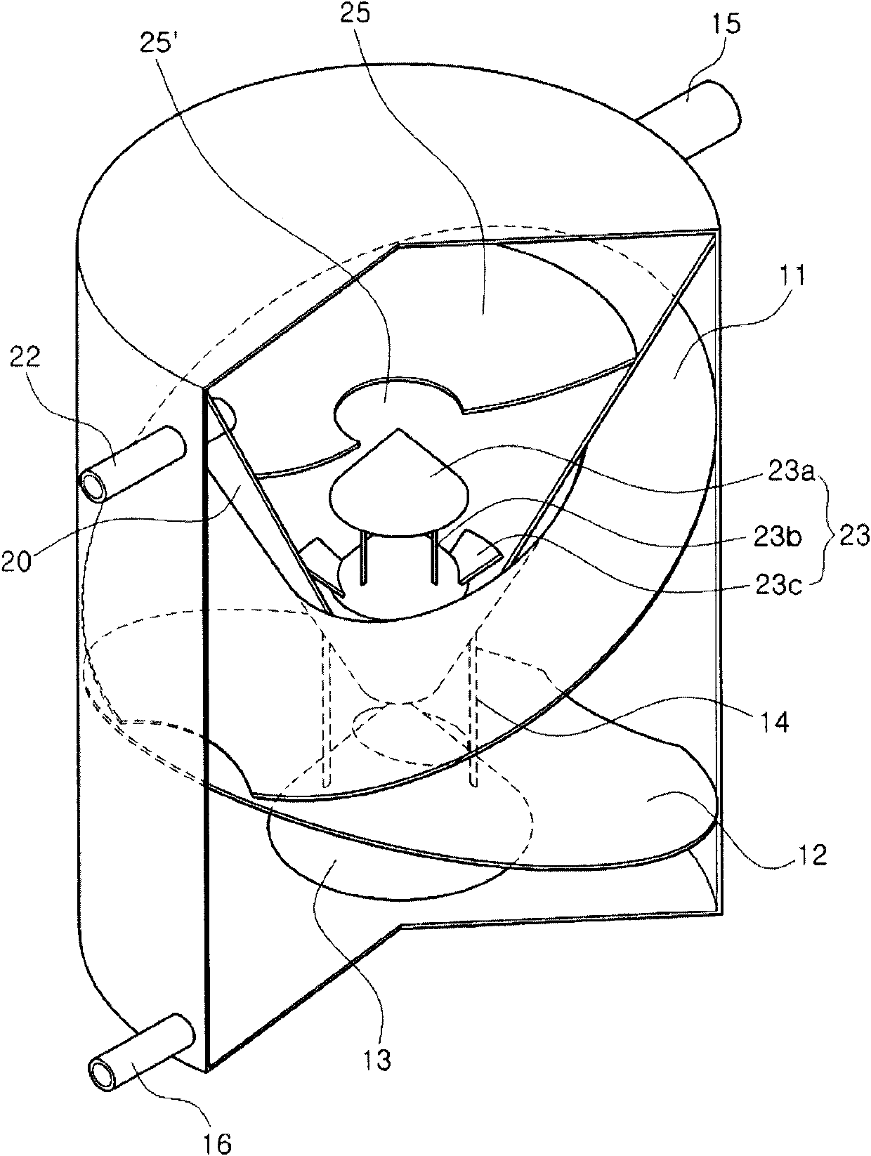 Device for collecting fine sand of a rock